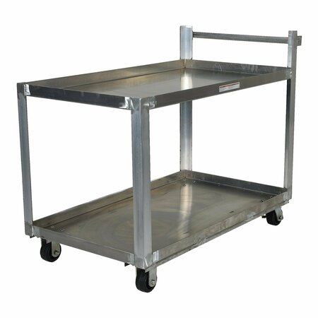 Vestil Aluminum Service Cart, 2 Shelves, 28x48, Aluminum, 2 Shelves, 660 lb SCA2-2848